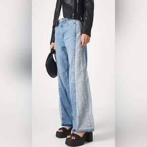 GAP Patchwork High Rise Wide Leg Jeans